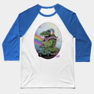 Crazy Happy Scooter Dino Baseball T-Shirt